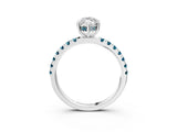 White gold Marquise Cut Diamond Pave Band Solitaire Ring with Round with Blue Topaz side stone and Prong Setting_15