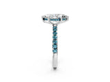 White gold Marquise Cut Diamond Pave Band Solitaire Ring with Round with Blue Topaz side stone and Prong Setting_2