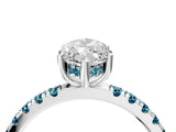 White gold Marquise Cut Diamond Pave Band Solitaire Ring with Round with Blue Topaz side stone and Prong Setting_4
