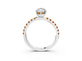 White gold Marquise Cut Diamond Pave Band Solitaire Ring with Round with Citrine side stone and Prong Setting_27