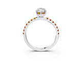White gold Marquise Cut Diamond Pave Band Solitaire Ring with Round with Citrine side stone and Prong Setting_27