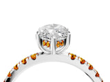 White gold Marquise Cut Diamond Pave Band Solitaire Ring with Round with Citrine side stone and Prong Setting_28