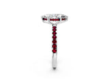 White gold Marquise Cut Diamond Pave Band Solitaire Ring with Round with Garnet side stone and Prong Setting_37