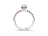 White gold Marquise Cut Diamond Pave Band Solitaire Ring with Round with Garnet side stone and Prong Setting_38