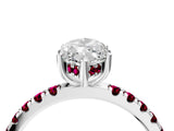White gold Marquise Cut Diamond Pave Band Solitaire Ring with Round with Garnet side stone and Prong Setting_39