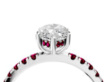 White gold Marquise Cut Diamond Pave Band Solitaire Ring with Round with Garnet side stone and Prong Setting_45