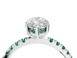 White gold Marquise Cut Diamond Pave Band Solitaire Ring with Round with Green Sapphire side stone and Prong Setting_40