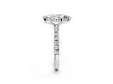 White gold Marquise Cut Diamond Pave Band Solitaire Ring with Round with Moissanite side stone and Prong Setting_14
