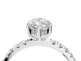 White gold Marquise Cut Diamond Pave Band Solitaire Ring with Round with Moissanite side stone and Prong Setting_16