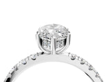 White gold Marquise Cut Diamond Pave Band Solitaire Ring with Round with Moissanite side stone and Prong Setting_16