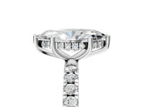 White gold Marquise Cut Diamond Pave Band Solitaire Ring with Round with Moissanite side stone and Prong Setting_17