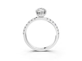 White gold Marquise Cut Diamond Pave Band Solitaire Ring with Round with Moissanite side stone and Prong Setting_25
