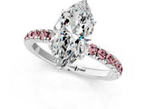 White gold Marquise Cut Diamond Pave Band Solitaire Ring with Round with Morganite side stone and Prong Setting_13