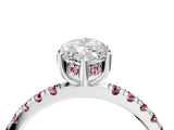 White gold Marquise Cut Diamond Pave Band Solitaire Ring with Round with Morganite side stone and Prong Setting_16