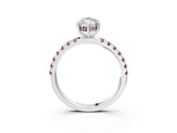 White gold Marquise Cut Diamond Pave Band Solitaire Ring with Round with Morganite side stone and Prong Setting_3