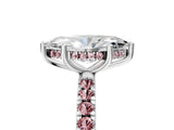 White gold Marquise Cut Diamond Pave Band Solitaire Ring with Round with Morganite side stone and Prong Setting_5