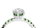 White gold Marquise Cut Diamond Pave Band Solitaire Ring with Round with Peridot side stone and Prong Setting_16