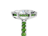 White gold Marquise Cut Diamond Pave Band Solitaire Ring with Round with Peridot side stone and Prong Setting_17