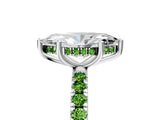White gold Marquise Cut Diamond Pave Band Solitaire Ring with Round with Peridot side stone and Prong Setting_17