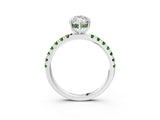 White gold Marquise Cut Diamond Pave Band Solitaire Ring with Round with Peridot side stone and Prong Setting_3