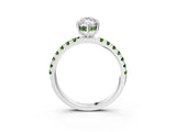 White gold Marquise Cut Diamond Pave Band Solitaire Ring with Round with Peridot side stone and Prong Setting_9