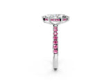 White gold Marquise Cut Diamond Pave Band Solitaire Ring with Round with Pink Sapphire side stone and Prong Setting_2