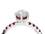 White gold Marquise Cut Diamond Pave Band Solitaire Ring with Round with Ruby side stone and Prong Setting_16