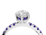 White gold Marquise Cut Diamond Pave Band Solitaire Ring with Round with Tanzanite side stone and Prong Setting_16