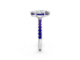 White gold Marquise Cut Diamond Pave Band Solitaire Ring with Round with Tanzanite side stone and Prong Setting_20