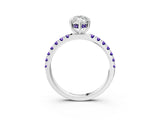 White gold Marquise Cut Diamond Pave Band Solitaire Ring with Round with Tanzanite side stone and Prong Setting_21