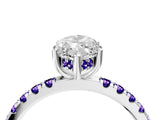 White gold Marquise Cut Diamond Pave Band Solitaire Ring with Round with Tanzanite side stone and Prong Setting_22