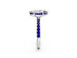 White gold Marquise Cut Diamond Pave Band Solitaire Ring with Round with Tanzanite side stone and Prong Setting_35