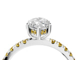 White gold Marquise Cut Diamond Pave Band Solitaire Ring with Round with Yellow Sapphire side stone and Prong Setting_16