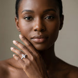 White gold Marquise Cut Diamond Prong Setting with Side Stones on a Pave Band_17