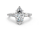 White gold Marquise Cut Diamond Ring with Baguette Side Stones, Channel Set Band, and Four-Prong Setting_40