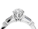 White gold Marquise Cut Diamond Ring with Baguette Side Stones, Channel Set Band, and Four-Prong Setting_44