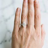 14K White Gold 2.05 Carat E VVS2 Marquise Diamond Ring with Marquise Side Stones and Prong Setting