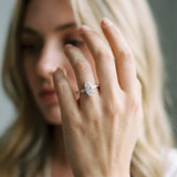 14K White Gold 2.05 Carat E VVS2 Marquise Diamond Ring with Marquise Side Stones and Prong Setting