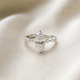 White gold Marquise Cut Diamond Ring with Marquise Side Stones and Prong Setting_127