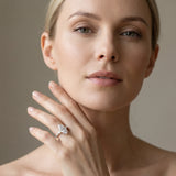 10K White Gold 1.01 Carat D VVS2 Marquise Diamond Ring with Marquise and Round Side Stones and Four-Prong Setting