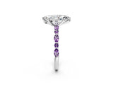 White gold Marquise Cut Diamond Ring with Marquise and Round with Amethyst side stone Side Stones and Four-Prong Setting_23