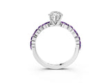 White gold Marquise Cut Diamond Ring with Marquise and Round with Amethyst side stone Side Stones and Four-Prong Setting_24