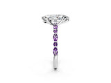 White gold Marquise Cut Diamond Ring with Marquise and Round with Amethyst side stone Side Stones and Four-Prong Setting_26