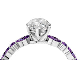 White gold Marquise Cut Diamond Ring with Marquise and Round with Amethyst side stone Side Stones and Four-Prong Setting_28