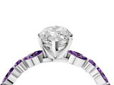 White gold Marquise Cut Diamond Ring with Marquise and Round with Amethyst side stone Side Stones and Four-Prong Setting_34