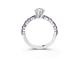 White gold Marquise Cut Diamond Ring with Marquise and Round with Amethyst side stone Side Stones and Four-Prong Setting_39