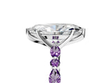 White gold Marquise Cut Diamond Ring with Marquise and Round with Amethyst side stone Side Stones and Four-Prong Setting_41