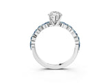 White gold Marquise Cut Diamond Ring with Marquise and Round with Aquamarine side stone Side Stones and Four-Prong Setting_15