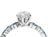 White gold Marquise Cut Diamond Ring with Marquise and Round with Aquamarine side stone Side Stones and Four-Prong Setting_16