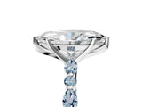 White gold Marquise Cut Diamond Ring with Marquise and Round with Aquamarine side stone Side Stones and Four-Prong Setting_17